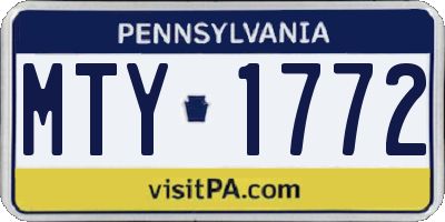 PA license plate MTY1772