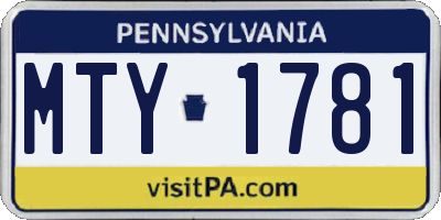 PA license plate MTY1781