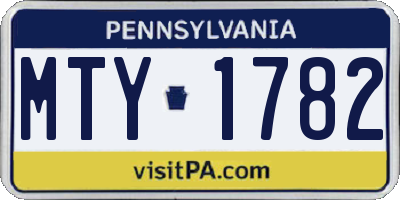 PA license plate MTY1782