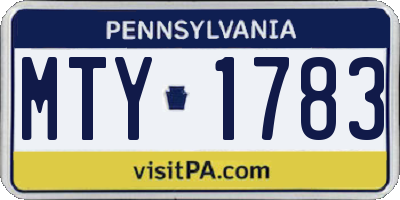 PA license plate MTY1783
