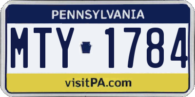 PA license plate MTY1784
