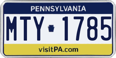 PA license plate MTY1785