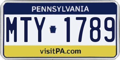 PA license plate MTY1789
