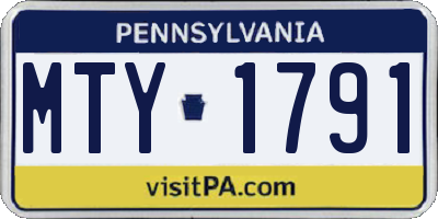 PA license plate MTY1791