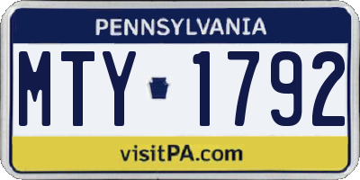 PA license plate MTY1792