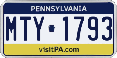 PA license plate MTY1793