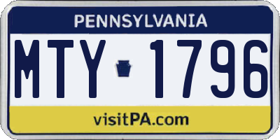 PA license plate MTY1796