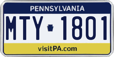 PA license plate MTY1801