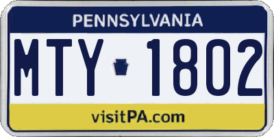 PA license plate MTY1802