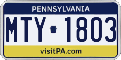 PA license plate MTY1803