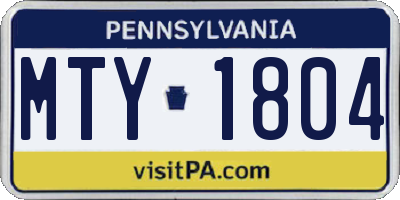 PA license plate MTY1804