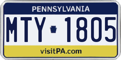 PA license plate MTY1805