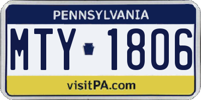 PA license plate MTY1806