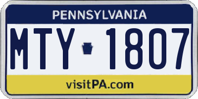 PA license plate MTY1807