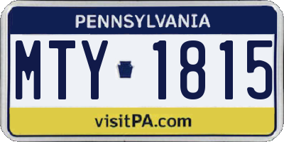 PA license plate MTY1815