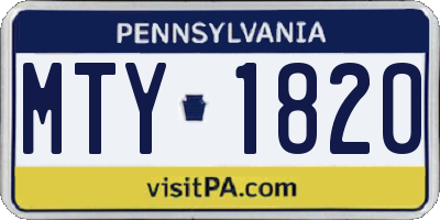 PA license plate MTY1820