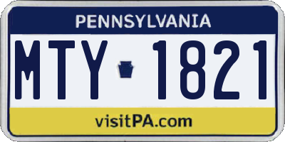 PA license plate MTY1821