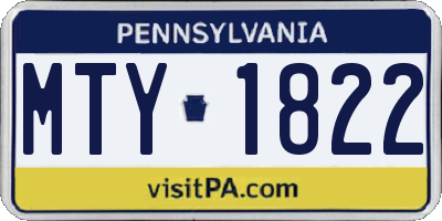 PA license plate MTY1822