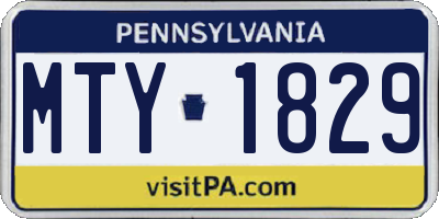 PA license plate MTY1829