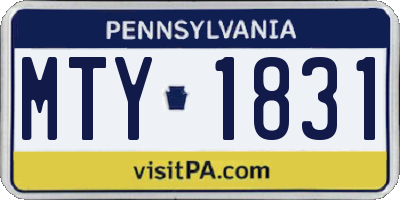PA license plate MTY1831