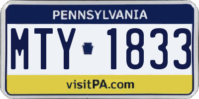 PA license plate MTY1833