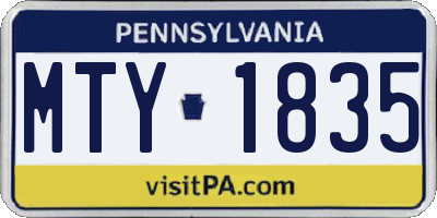 PA license plate MTY1835