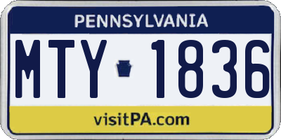 PA license plate MTY1836