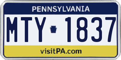 PA license plate MTY1837