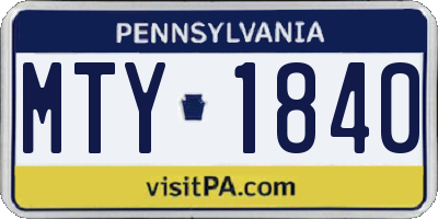 PA license plate MTY1840