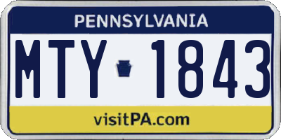 PA license plate MTY1843