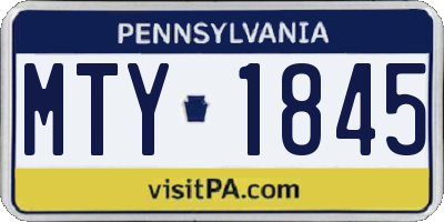 PA license plate MTY1845