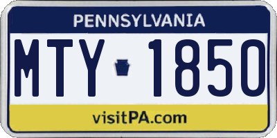 PA license plate MTY1850