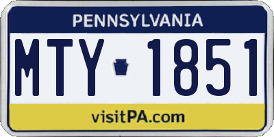 PA license plate MTY1851