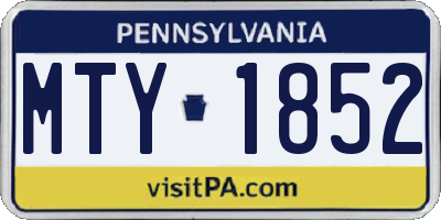 PA license plate MTY1852