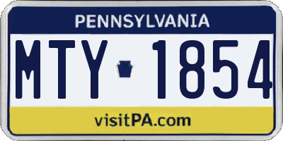 PA license plate MTY1854
