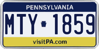 PA license plate MTY1859