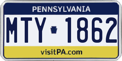 PA license plate MTY1862