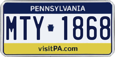 PA license plate MTY1868