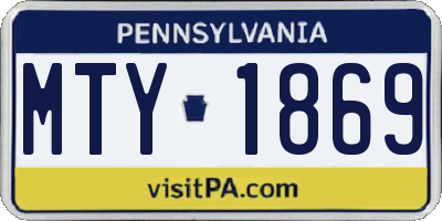 PA license plate MTY1869