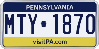 PA license plate MTY1870