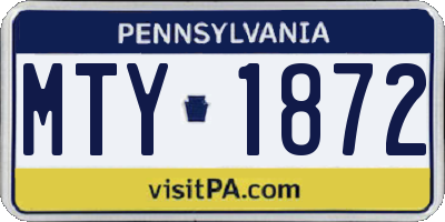 PA license plate MTY1872