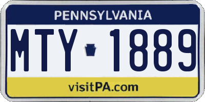 PA license plate MTY1889