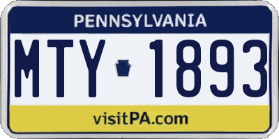 PA license plate MTY1893