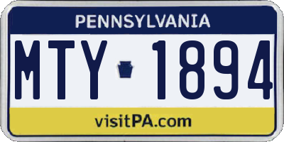 PA license plate MTY1894