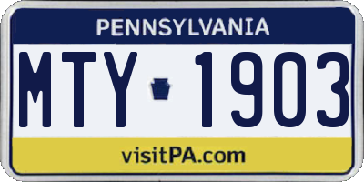 PA license plate MTY1903