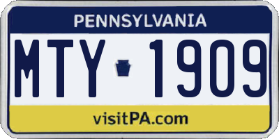 PA license plate MTY1909