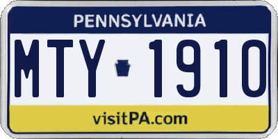 PA license plate MTY1910