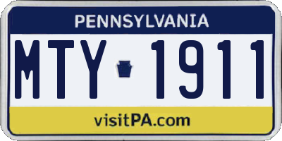PA license plate MTY1911