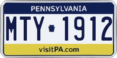 PA license plate MTY1912