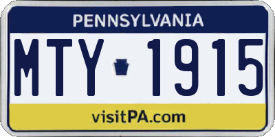 PA license plate MTY1915